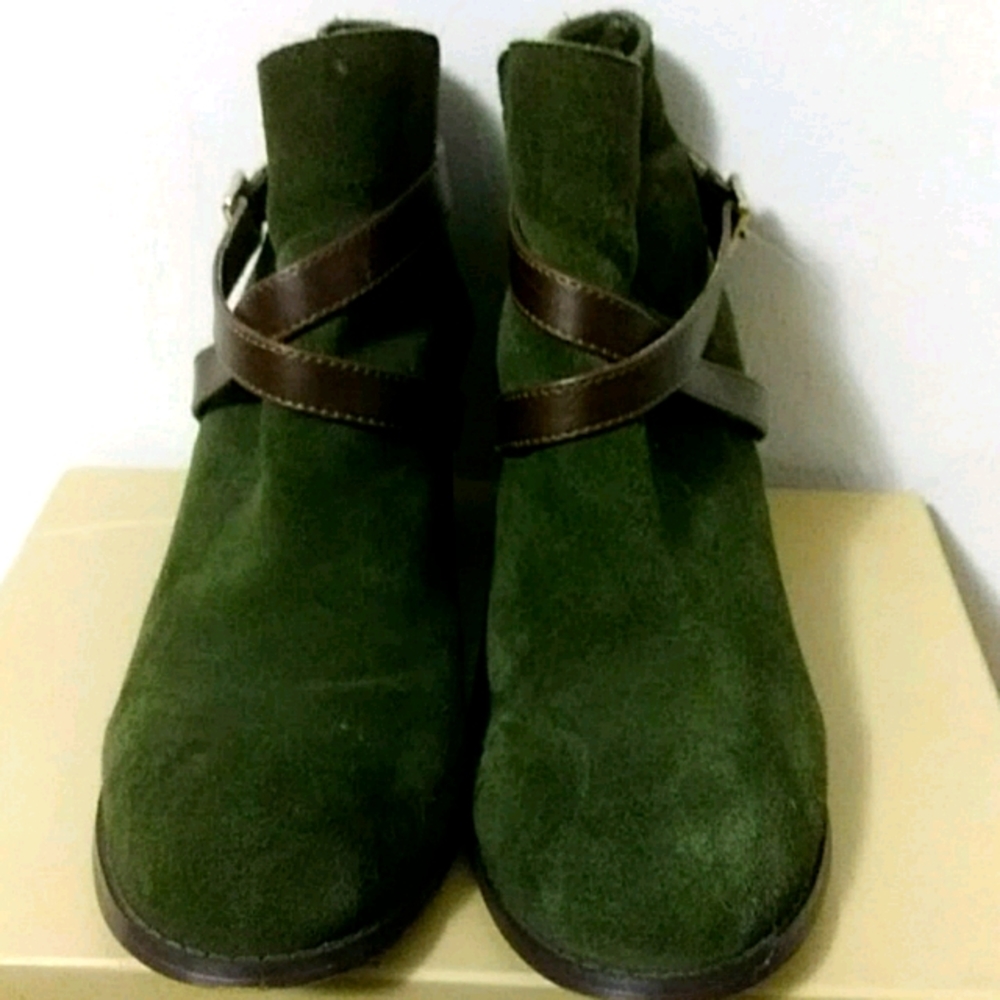 Olive green ankle booties